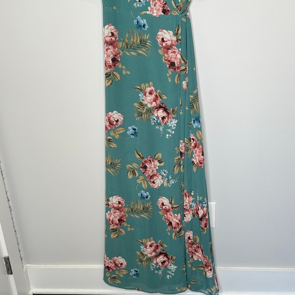 Baltic Born Ivy Wrap Maxi Dress Persian Green Floral Flutter Sleeve Small NWT - Picture 8 of 12
